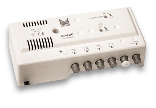 Amplificateur TNT Intérieur HQ à haut gain réglable sur quatre sorties VHF FM DAB et UHF pour TV